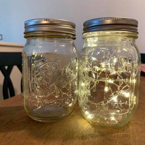Mason jars with twinkle lights